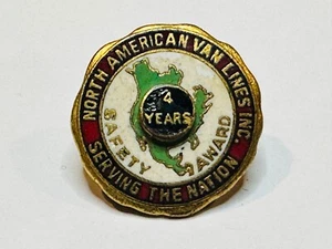 Vintage North American Van Lines 4 year Safety Award Serving Nation Lapel Pin - Picture 1 of 3