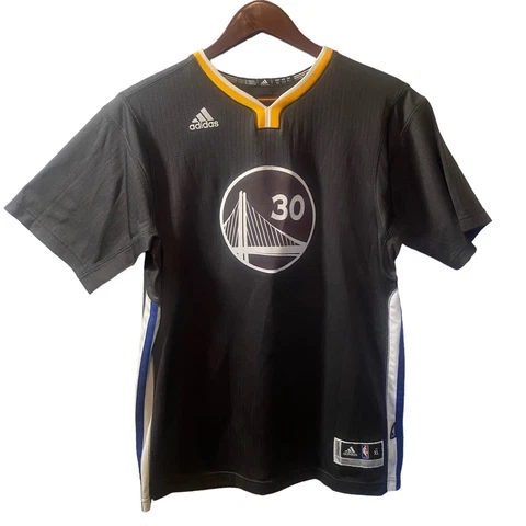Adidas Steph Curry Golden State Warriors Jersey Shirt Black Youth Size XL Cover