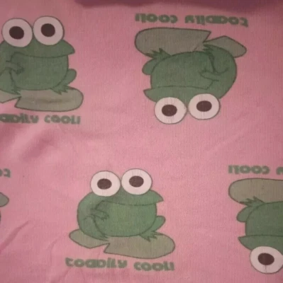 toad frog toadally cool fun fabric knit  length piece 11 x 9 inch - Image 1 of 2