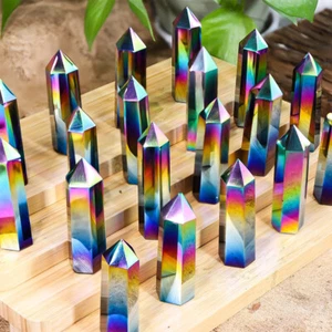 Varita obelisco cristal arco iris de titanio aura aura punta torre curación reiki - Imagen 1 de 21