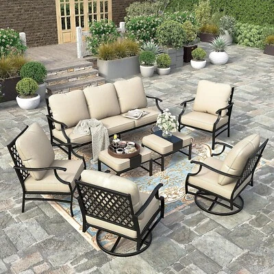 7 Piece Patio Furniture Set Outdoor Conversation Set for Lawn Backyard 9-Seats - Image 1 of 4