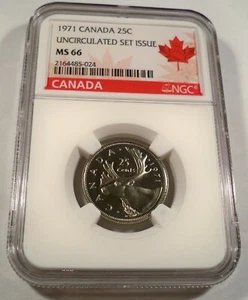 1971 CANADA 25c NGC MS 66 QUARTER GREAT CAMEO EFFECT BRIGHT WHITE - Picture 1 of 4