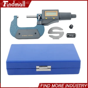 Findmall 1-2" 0.00005" Digital Electronic Outside Micrometer Carbide Tip 25-50mm - Picture 1 of 10