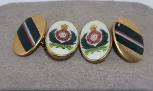 World War II Era King Crown The Intelligence Corps Gilt Enamel Cufflinks - Picture 1 of 7