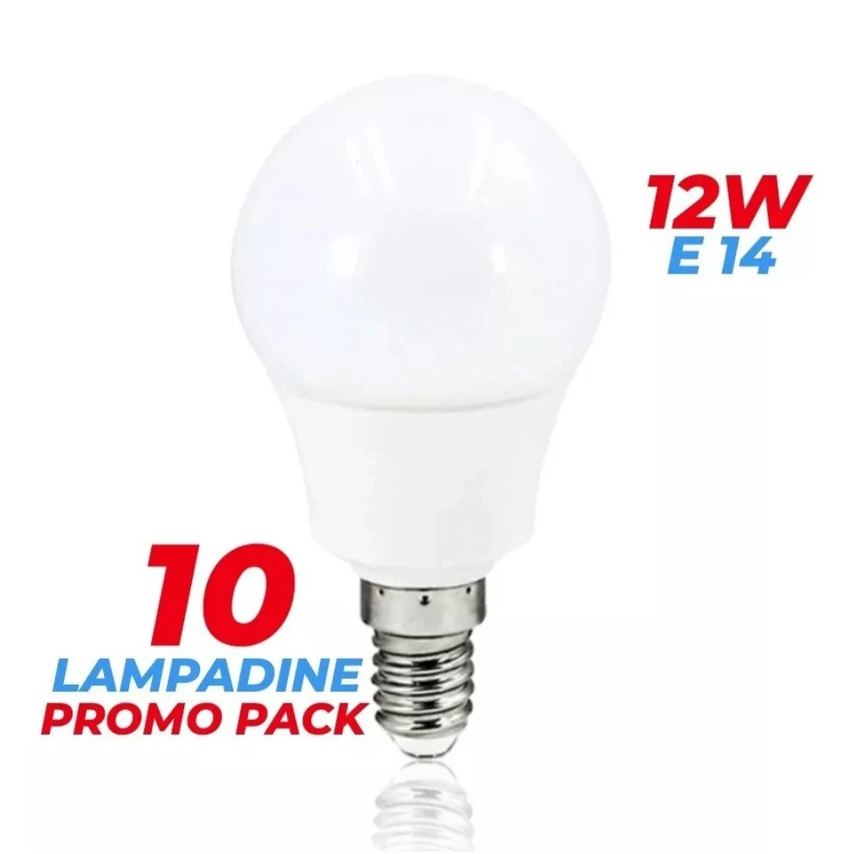 10 LAMPADINE LED E14 12W GLOBO LUCE NATURALE 4000K RISPARMIO ENERGETICO PROMO 1O - Immagine 1 di 1