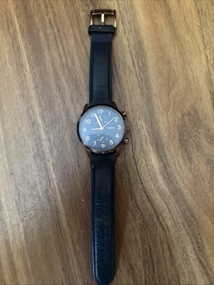 Fossil Men's Chronograph Townsman Navy Leather Strap Watch FS4933 Not Running - Image 1 of 4