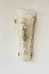 Wandleuchte von Hillebrand Leuchten – Messing & Eisglas Mid Century - Bild 1 von 6