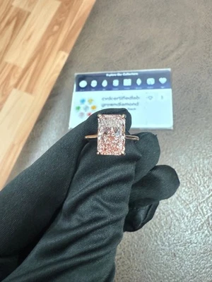 3.00 Radiant Lab Grown Diamond Engagement Ring Fancy Vivid Pink IGI Certified - Image 1 of 4