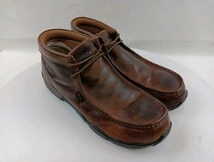 Justin Cappie 4" Work Boots Mens Size 12 Brown Leather Steel Toe Moc Toe Chukka - Picture 1 of 24
