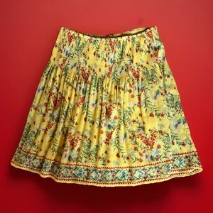 NEW Max Studio Skirt Womens Small Yellow Floral Pull On Lined Casual - Picture 1 of 4
