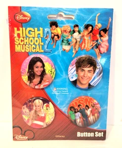 Disney High School Musical 2 Button Set Of 4 NEW & Sealed - Picture 1 of 5