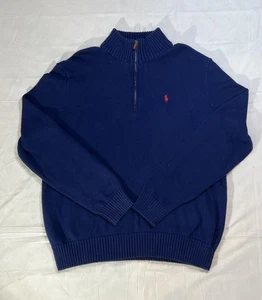 Polo Ralph Lauren Suéter Para Hombres Grande Cuarto Cremallera Pullover Rojo Poni Tejido Clásico - Imagen 1 de 5
