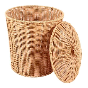 Panier Tissé Poubelle Ronde Rotin Poubelle avec Couvercle JardinièRe Tissé 2872 - Bild 1 von 3