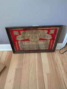 Vintage Neu Nos 26x18 1980er Budweiser Bier Anheuser Busch Spiegel Bar Schild   - Bild 1 von 8
