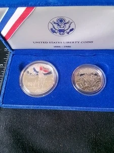 US Mint Set Liberty Coins 1886-1986 S Proof Silver 90% Dollar And Half Dollar - Picture 1 of 24