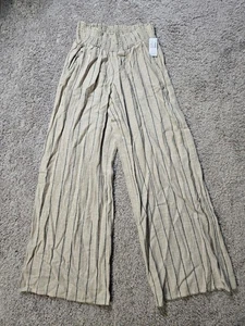 NWT Maurices Striped High Rise Linen Palazzo Pant Cream Blue size XS Regular - Picture 1 of 5