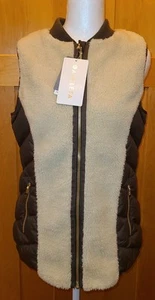 New NWT ATHLETA Responsible Down Sherpa Fleece Olive Green Vest Womens Sz Small - Picture 1 of 9