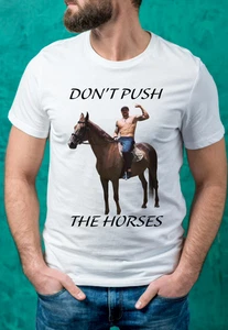 FUNNY BOXING LOVER USYK DON’T PUSH THE HORSES WHITE T-SHIRT GIFTS FOR MEN - Picture 1 of 1