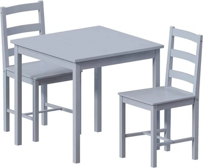 2 Seater Grey Dining Table Set | Compact Kitchen Table with Chairs Space-Saving - Image 1 of 4