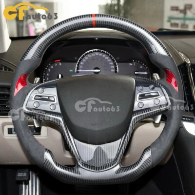 Carbon Fiber Customized Steering Wheel for Cadillac CT5 XT4 XT5 XT6 CTS w/Trim - Image 1 of 4