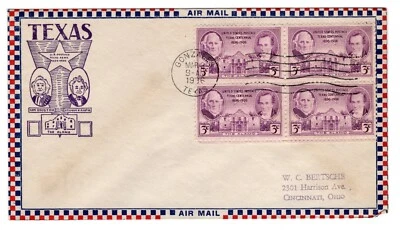 #776 Texas Centennial 1936 FDC - Planty #55  Roessler - Image 1 of 2