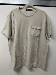 New Polo Ralph Lauren Shirt Mens Sz XL Tan Snap Pocket Pony Logo Crewneck Tee - Picture 1 of 8
