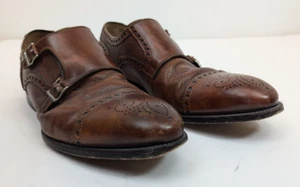 Magnanni braune elegante Lederschuhe doppelter Mönchsriemen Brogue Kappe Zehe US Größe 13 M - Bild 1 von 16