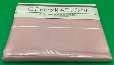 CELEBRATION Twin Flat Sheet Pink Mervyns NEW Fast Free Shipping! - Image 1 of 4