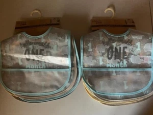x2, CHICK PEA 12 PACK PEVA BIB SET BABY'S FIRST YEAR MONTHLY MILESTONE BIBS NEW - Picture 1 of 5