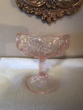 Lovely Pink Footed Compote-Mosser Glass USA-Inverted Thistle Pattern - 6-1/2"