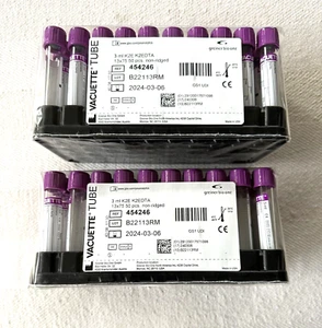(100) Greiner Bio-One 454246 3mL K2EDTA Blood Collection Tube 13x75 Non-Ridged - Picture 1 of 8