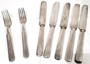 Wm A Rogers FLATWARE Silver Plate SILVERWARE 7pc Dinner Forks & Knives VINTAGE - Picture 1 of 7