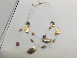 COLLANA TRIPLO FILO, PERLINE E PIETRE - Foto 1 di 3