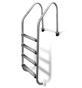 POOL Leiter V2A Einbauleiter Schwimmbad POOLLEITER 4 Stufen WEIT Treppe - Bild 1 von 2