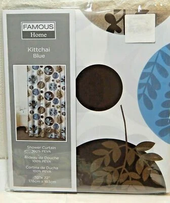 Famous Home Peva Vinilo Kittchai Azul Cortina de Ducha Nueva Foto 1 de 4