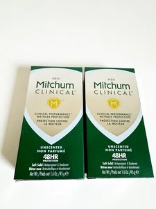Mitchum 2 Pack Men Clinical Unscented 48 Hr Soft Solid Antiperspirant Deodorant - Picture 1 of 3