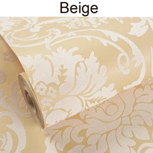 10M Luxury Designed Damask Embossed Flocked Textured Non-woven Wallpaper Roll - Picture 1 of 36