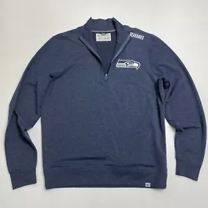 47 Forward Seattle Seahawks 1/4 Zip Pullover Mens M Blue Heathered Cotton Blend - Picture 1 of 14