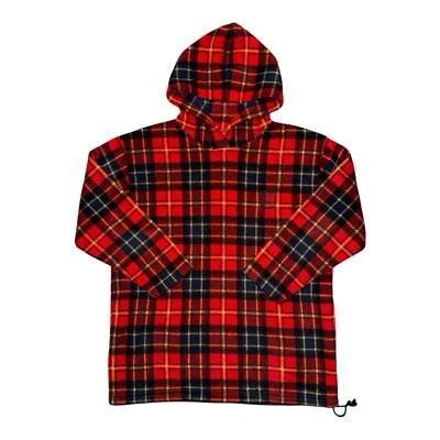 Suéter vintage para mujer Lauren Ralph Lauren rojo a cuadros de gran tamaño bolsillos con capucha M Foto 1 de 3