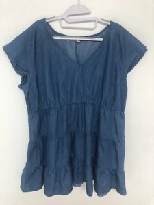 Derek Heart Flirty Short Tiered Denim Lightweight Dress Short Sleeved Size 3x - Picture 1 of 6