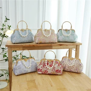 Mujeres Vintage Bolso sin asas Bolso de noche Bordado Floral Bolso de mano Elegante Bolso Bandolera - Imagen 1 de 14