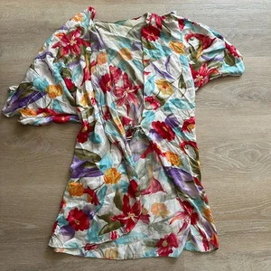 Vintage Morgan Taylor Womens Satin Floral Print Kimono Robe Multi ONE SIZE - Picture 1 of 7