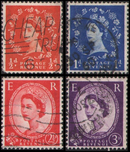 Gran Bretaña #317c//322d Set Usado Líneas Negras en la parte posterior Foto 1 de 1