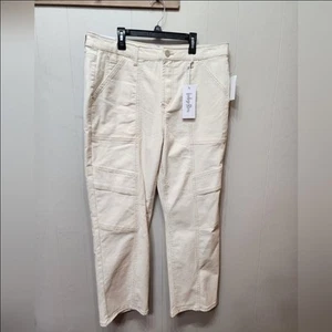 NWT Indigo Rein Pants Jeams Size 17 Cream Straight Leg High Rise Crop C388 - Picture 1 of 4