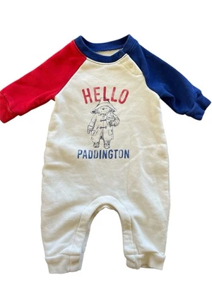 Baby Gap 2024EUC/全新无标签? 象牙色/红色/蓝色 Hello Paddington Coverall-0-3Mos — 第 1/4 张图片