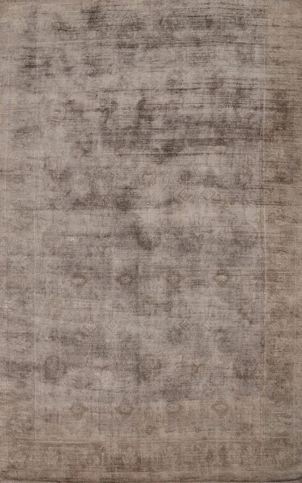 Handmade Transitional Silk Carpet Oushak Turkish Rug 7x10 Ft Living Room Rug - Image 1 of 4
