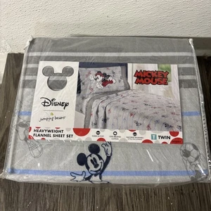 Disney Jumping Beans Mickey Mouse Heavyweight Flannel 4-Piece Twin Sheet Set #k2 - Picture 1 of 2