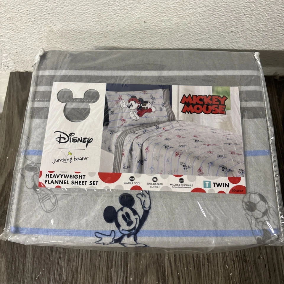Juego de 4 sábanas dobles de franela pesada Mickey Mouse Jumping Beans Disney #k2 Foto 1 de 2