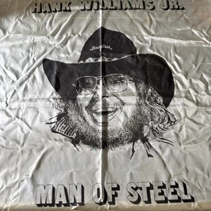 Vintage Hank Williams Jr Bocephus 4’x4’ Concert Flag Banner MAN OF STEEL - Picture 1 of 10