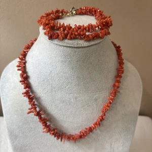 "Collar y 2 pulseras de 16"" de coral rama roja de colección"  - Imagen 1 de 11